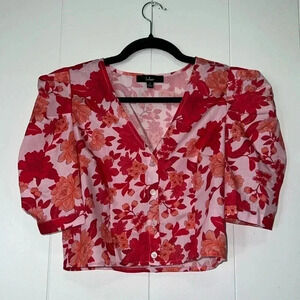 Lulus Top Blush Pink Floral Crop Top H18